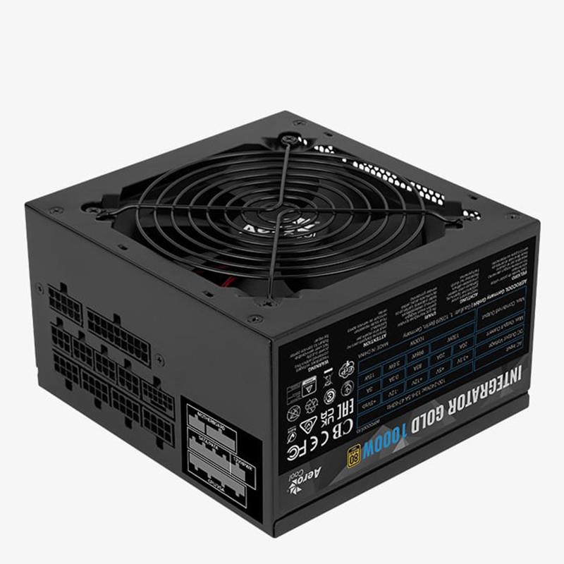 AEROCOOL INTEGRATOR 80+GOLD 1000W ATX 3.0 & PCIE 5.0 12VHPWR GÜÇ KAYNAĞI 