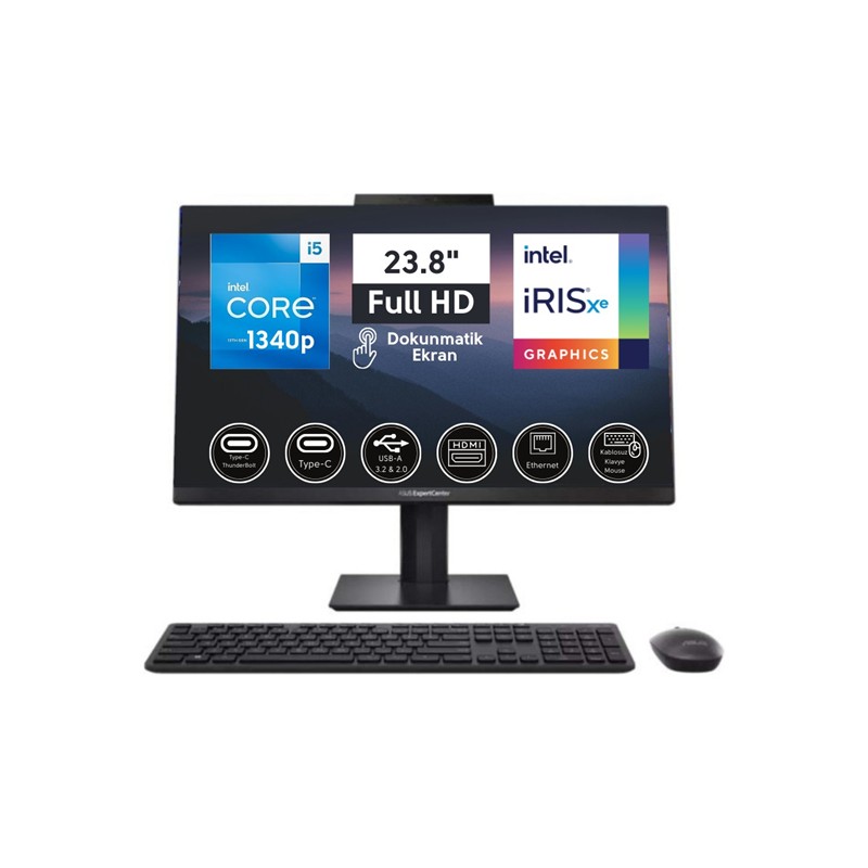 ASUS // E5402WVAT-I58512B0D I5-1340P 8GB 512SSD 23.8 DOS DOKUNMATIK PIVOT AIO 