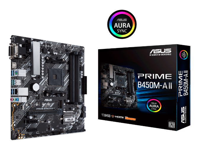 ASUS PRIME B450M-A II DDR4 4400MHZ 1XVGA 1XHDMI 1XDVI 1XM.2 USB 3.2 MATX AM4 (1.,2. VE 3.NESİL İŞLEMCİ UYUMLU) 