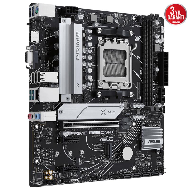 ASUS PRIME B650M-K DDR5 6400MHZ 1XVGA 1XHDMI 2XM.2 USB 3.2 MATX AM5 ( AMD AM5 7000 SERİSİ İLE UYUMLU) -5904