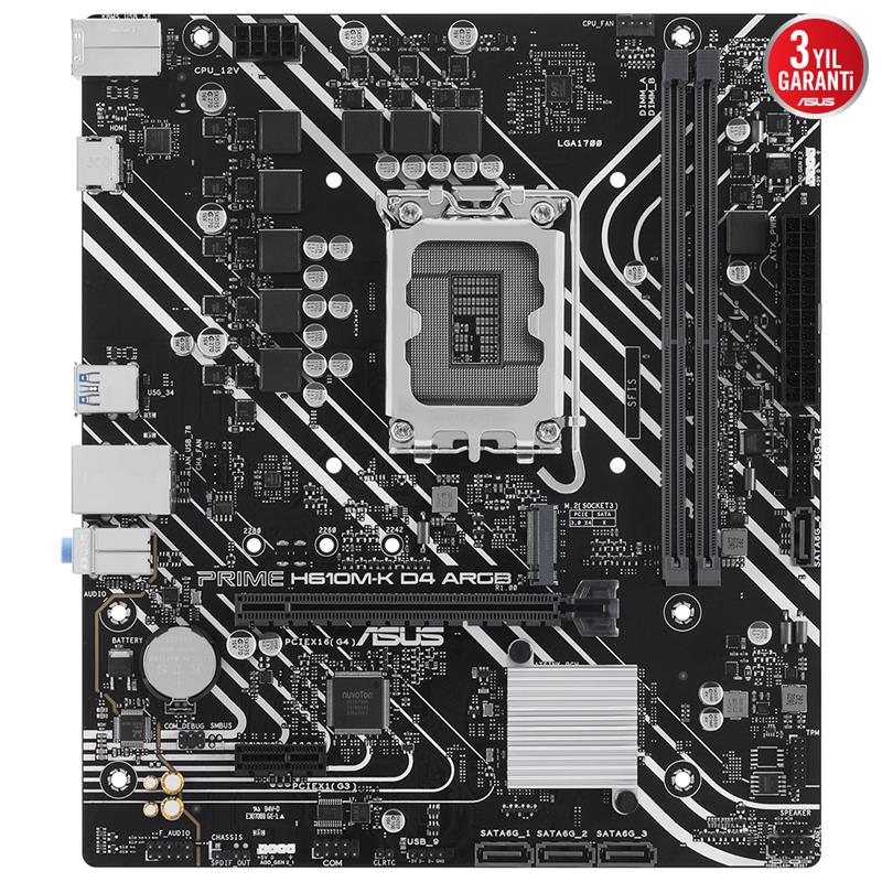 ASUS PRIME H610M-K D4 ARGB DDR4 3200MHZ 1XHDMI 1XM.2 USB 3.2 MATX 1700P -11568