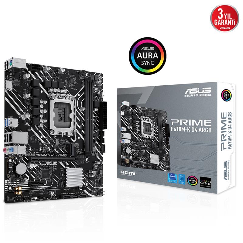 ASUS PRIME H610M-K D4 ARGB DDR4 3200MHZ 1XHDMI 1XM.2 USB 3.2 MATX 1700P 