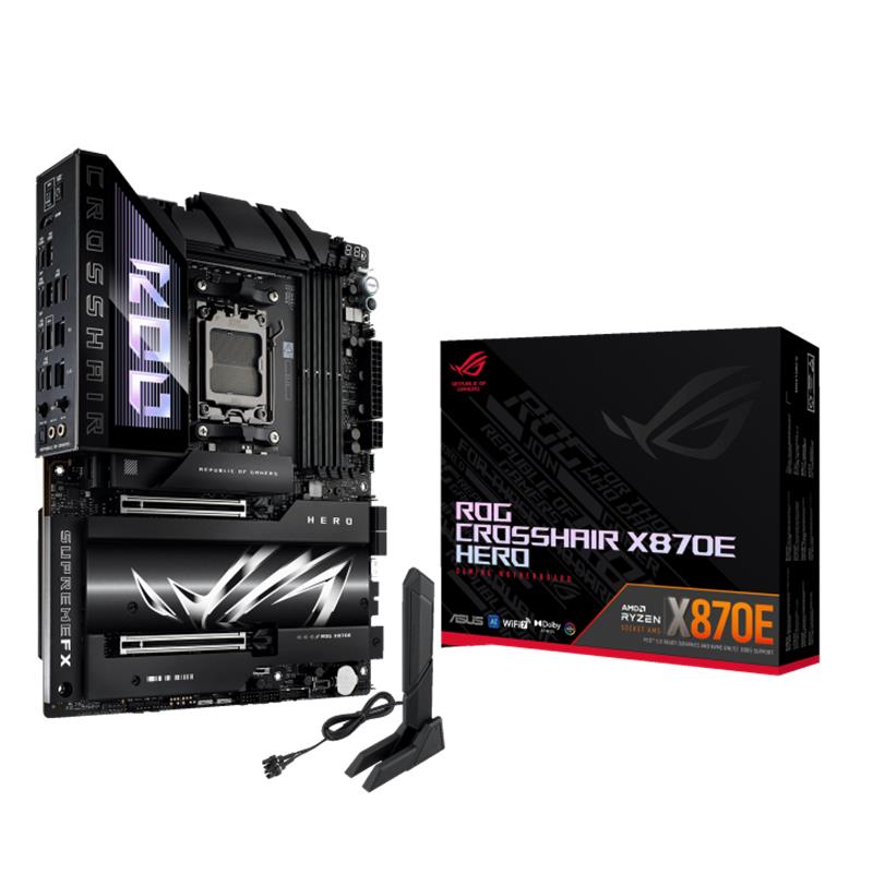 ASUS ROG CROSSHAIR X870E HERO DDR5 8000MHZ 1XHDMI 1XDP 4XM.2 AM5 ATX (AMD 9000/8000/7000 SERİ İŞLEMCİ UYUMLU) -5198