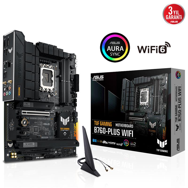 ASUS TUF GAMING B760-PLUS WIFI DDR5 7200MHZ 1XHDMI 1XDP 3XM.2 USB 3.2 ATX 1700P (13. VE 12.NESİL İŞLEMCİ UYUMLU) 