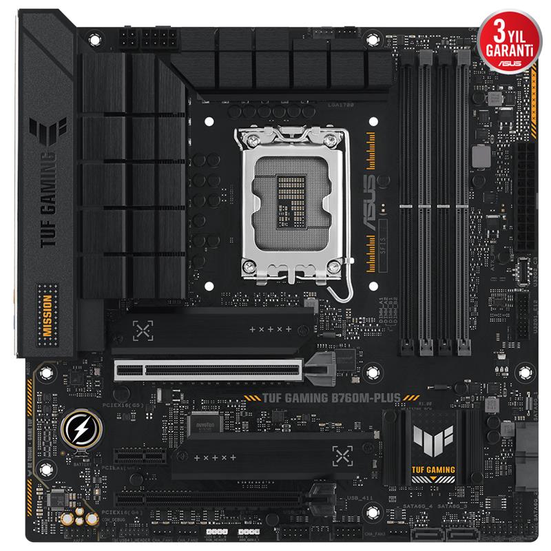ASUS TUF GAMING B760M-PLUS DDR5 7200MHZ 1XHDMI 1XDP 2XM.2 MATX 1700P (12. / 13. VE 14. NESİL İŞLEMCİ UYUMLU) -5603