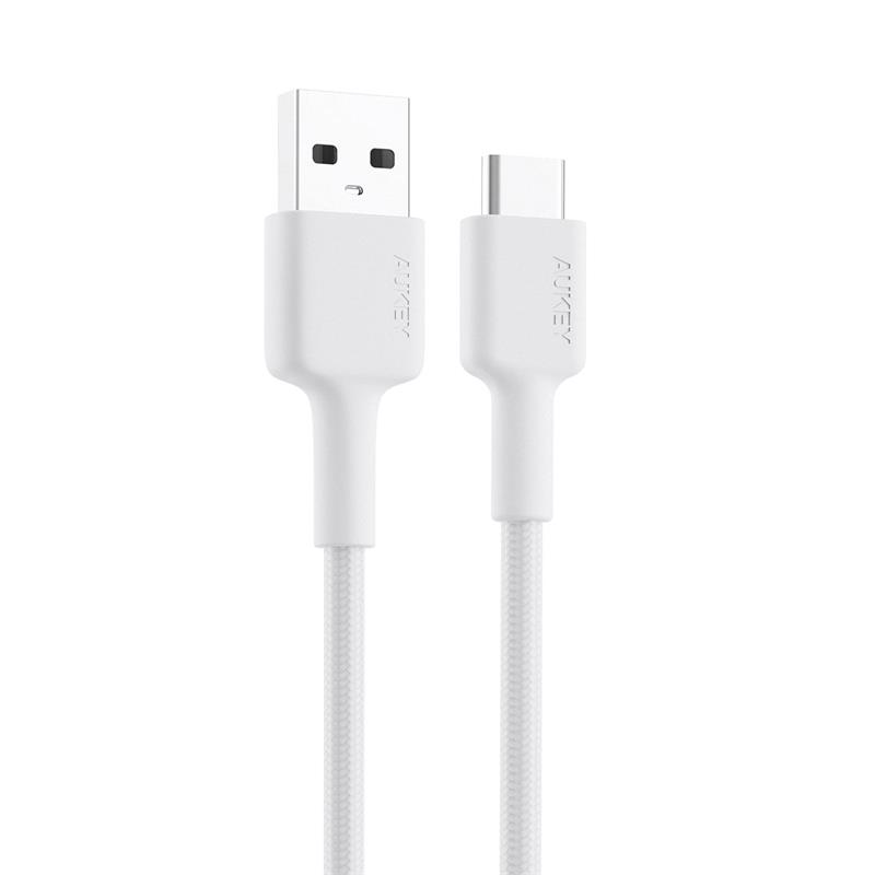 AUKEY CB-CD30-WH NAYLON ÖRGÜLÜ USB-A TYPE-C ŞARJ KABLOSU 0.9M -13901