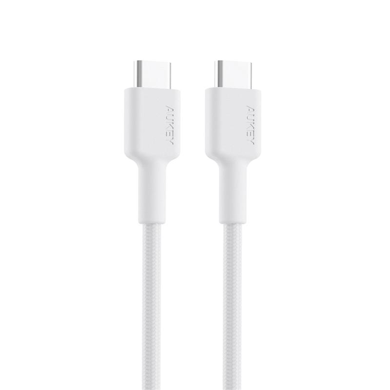 AUKEY CB-CD45-WH PD NAYLON ÖRGÜLÜ TYPE-C TYPE-C ŞARJ KABLOSU 0.9M -13913