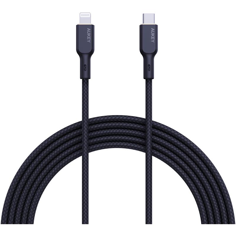 AUKEY CB-NCL1-BK NAYLON ÖRGÜLÜ 3A 480MBPS TYPE-C LIGHTNING KABLOSU 1.8MT 