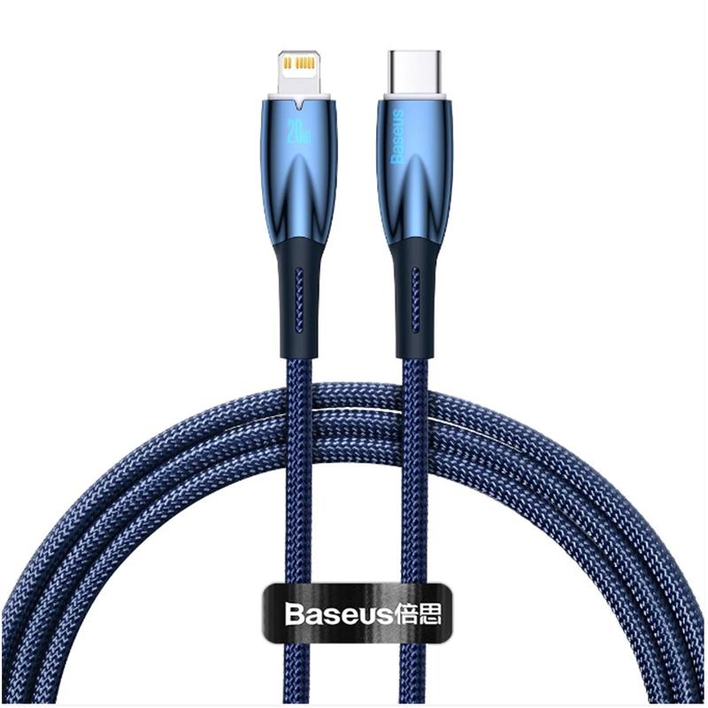 BASEUS GLIMMER SERIES 20W 100 CM TYPE-C TO LIGHTNING ŞARJ KABLOSU MAVİ CADH000003 
