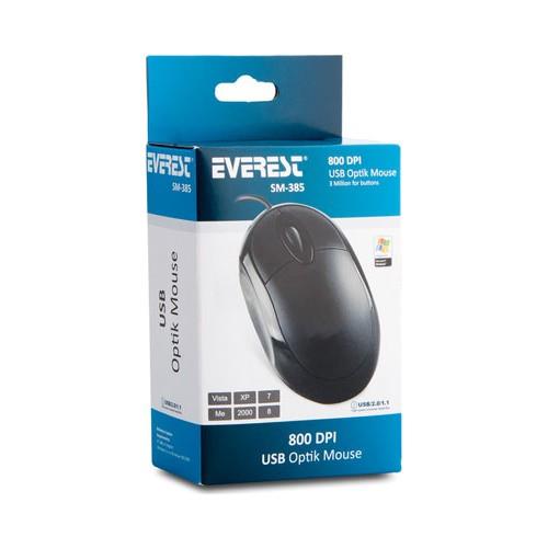 EVEREST SM-385 KABLOLU USB SİYAH 1200DPI OPTİK MOUSE -8386