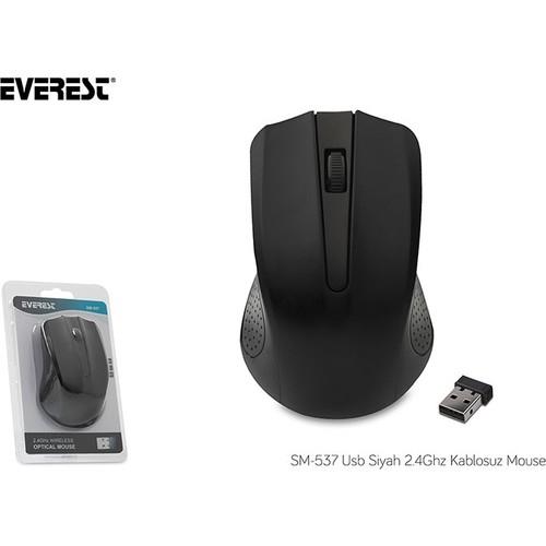 EVEREST SM-537 KABLOSUZ USB SIYAH 2.4GHZ MOUSE -13389