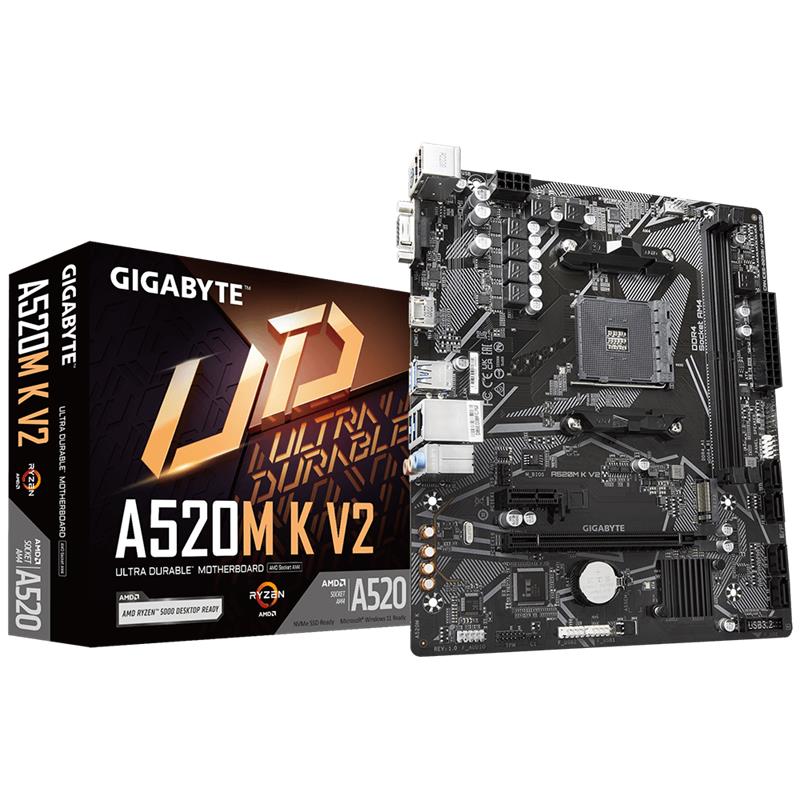 GIGABYTE A520M-K V2 DDR4 5100MHZ 1XVGA 1XHDMI 1XM.2 USB 3.2 MATX AM4 (AMD AM4 5000/4000 /3000 SERİSİ İLE UYUMLU) 