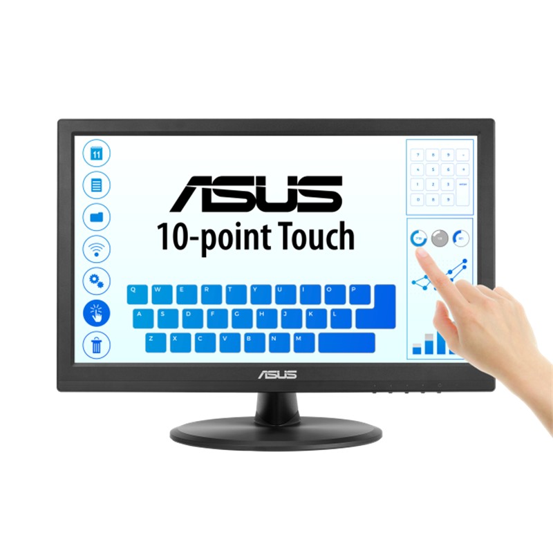 15.6 ASUS VT169HE IPS 5MS 60MHZ 1XVGA 1XHDMI FHD 1920X1080 DOKUNMATİK EKRAN FLICKER FREE ÇERÇEVESİZ VESA SİYAH 