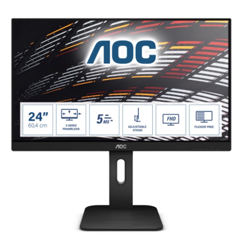 23.8 AOC 24P1 IPS 5MS 60MHZ 1XVGA 1XHDMI 1XDP 1XDVI FHD 1920X1080 USB3.0 HOPARLÖR ÇERÇEVESİZ DÜŞÜK MAVİ IŞIK VESA SİYAH 