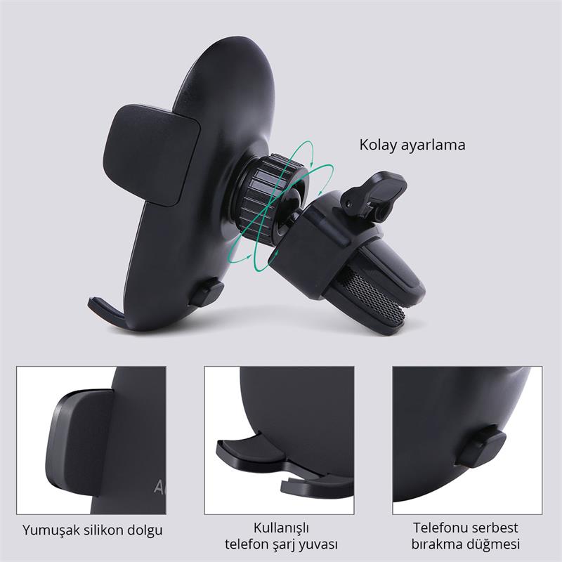 AUKEY HD-C48-BK 360 DERECE TÜM CİHAZLARLA UYUMLU ARAÇ İÇİ TELEFON TUTUCU KOLAY KİLİTLEME/BIRAKMA -3186557