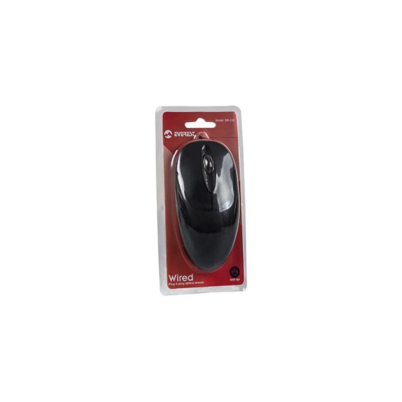 EVEREST SM-216 USB SİYAH 1200DPI OPTİK KABLOLU MOUSE -4559556