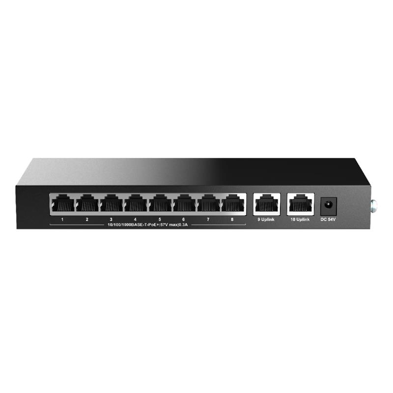 H3C MAGIC BS210T-P 8 PORT GIGABIT + 2 PORT GIGABIT UPLINK 57W POE METAL KASA SWITCH 