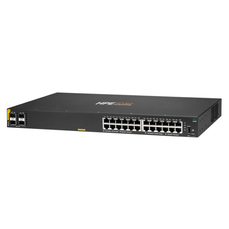 HPE R8N87A 6000 24 PORT GIGABIT+4X1GB SFP YÖNETİLEBİLİR 370W POE RACKMOUNT SWITCH 