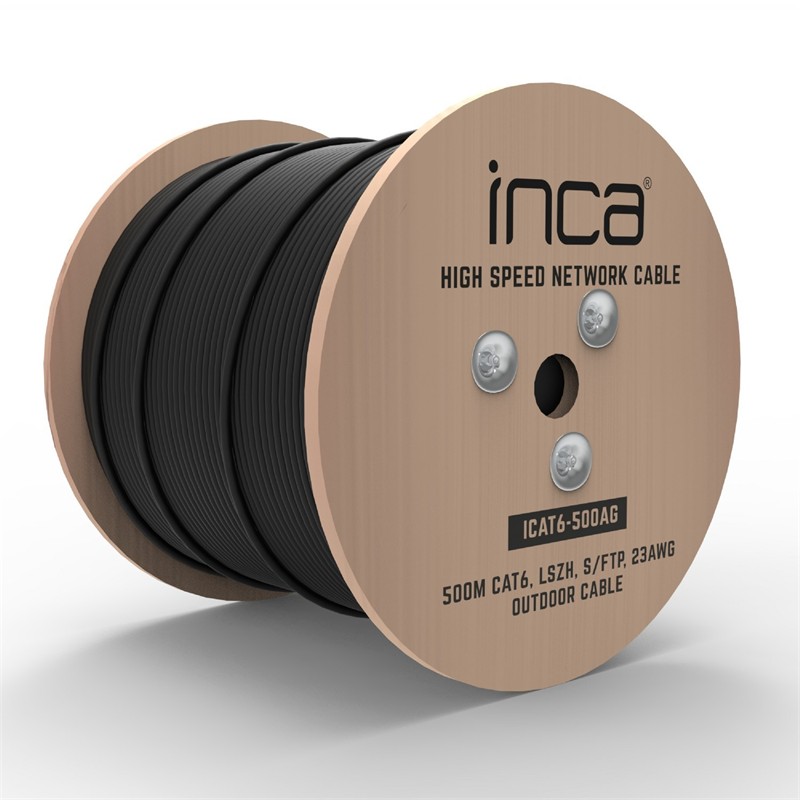 INCA ICAT6-500AG OUTDOOR S/FTP 23 AWG LSZH NETWORK CABLE 500 M SİYAH -3186699