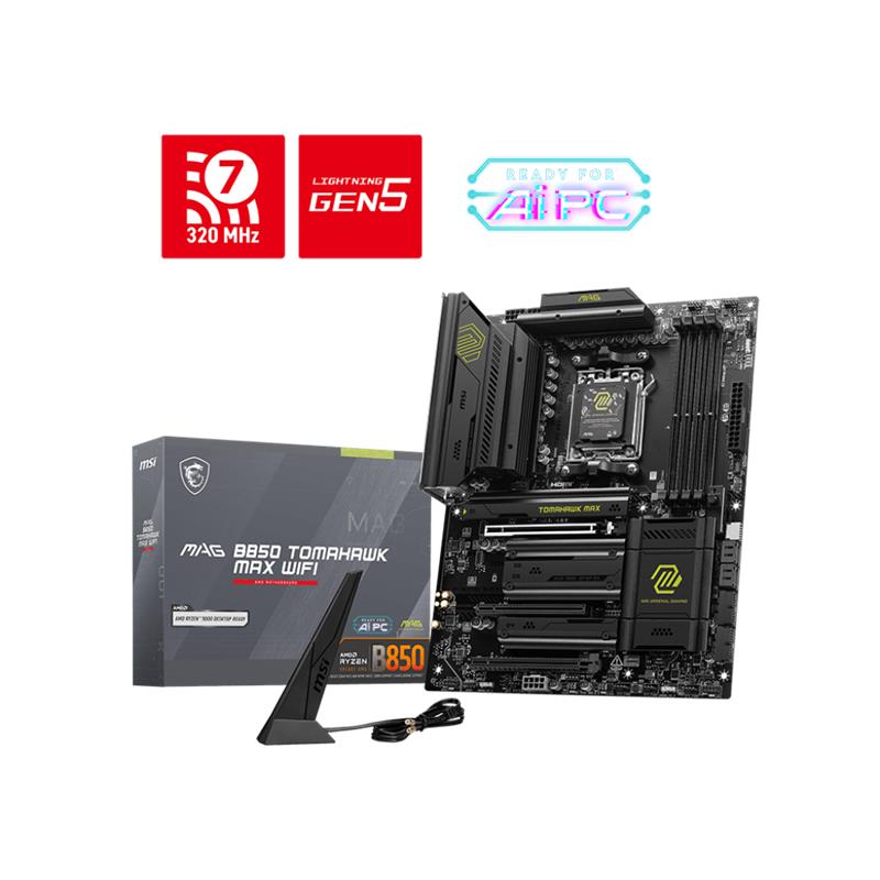 MSI MAG B850 TOMAHAWK MAX WIFI DDR5 8400MT/S 1XHDMI 4XM.2 ATX AM5 (AMD AM5 9000/ 8000/ 7000 SERİ İŞLEMCİ UYUMLU) 