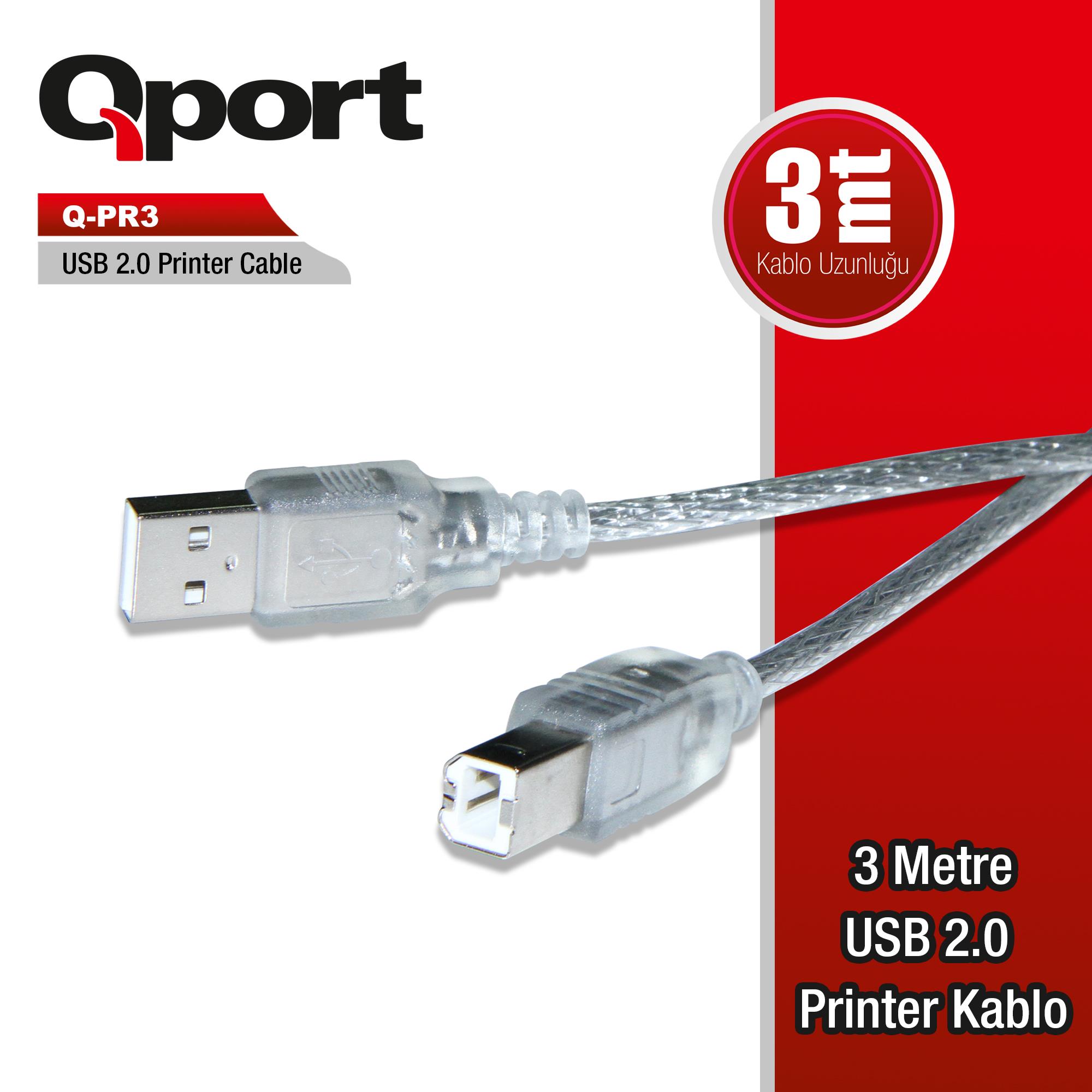 QPORT Q-PR3 USB 2.0 3M PRINTER KABLOSU -3189647