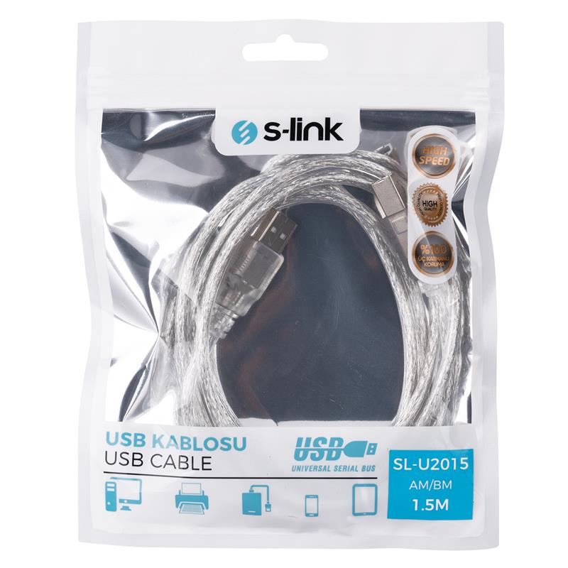 SLINK SL-U2015 1,5MT USB 2.0 ŞEFFAF YAZICI KABLOSU -4558088