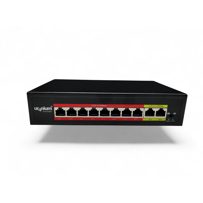 URANIUM POE-8002-96W 8 PORT 10/100 + 2 PORT 10/100 RJ45 UPLINK WATCH-DOG POE SWITCH (REALTEK CHIPSET 
