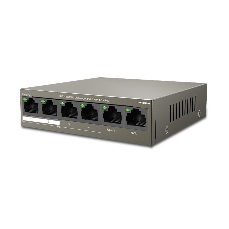 IP-COM F1106P-4-63W 4 PORT 10/100+2X10/100 UPLINK METAL KASA 58W POE SWITCH -15091