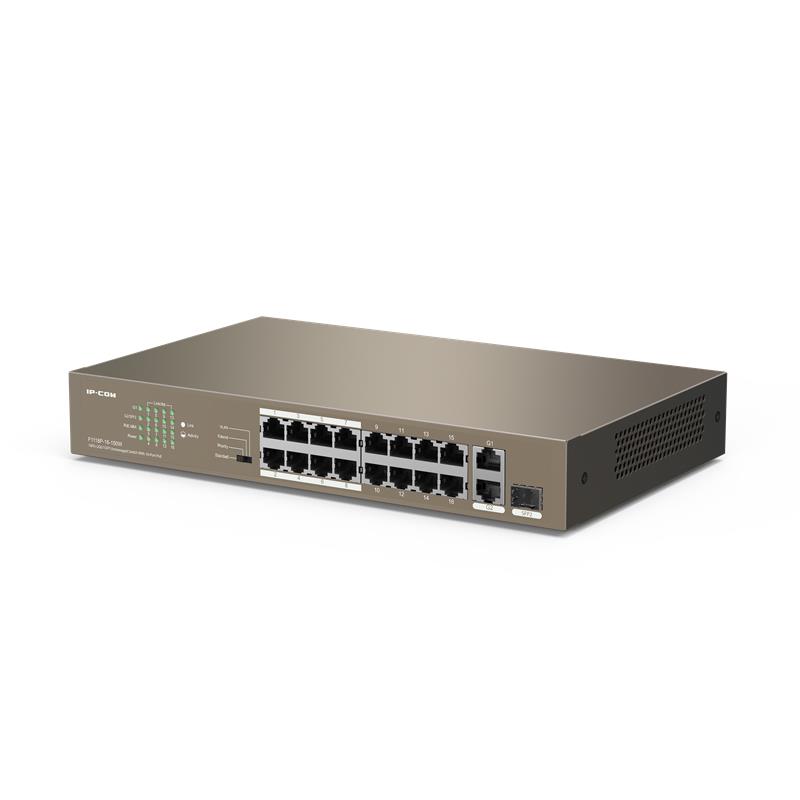 IP-COM F1118P-16-150W 16 PORT 10/100+2X1GB SFP/1XRJ45 COMBO 150W POE RACKMOUNT SWITCH -15083