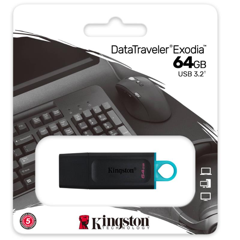 64 GB KINGSTON USB BELLEK 3.2 DT EXODIA GEN1 DTX/64GB -5205