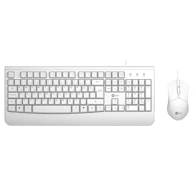 LECOO USB KABLOLU TÜRKÇE Q KLAVYE MOUSE SET BEYAZ CM105-B 