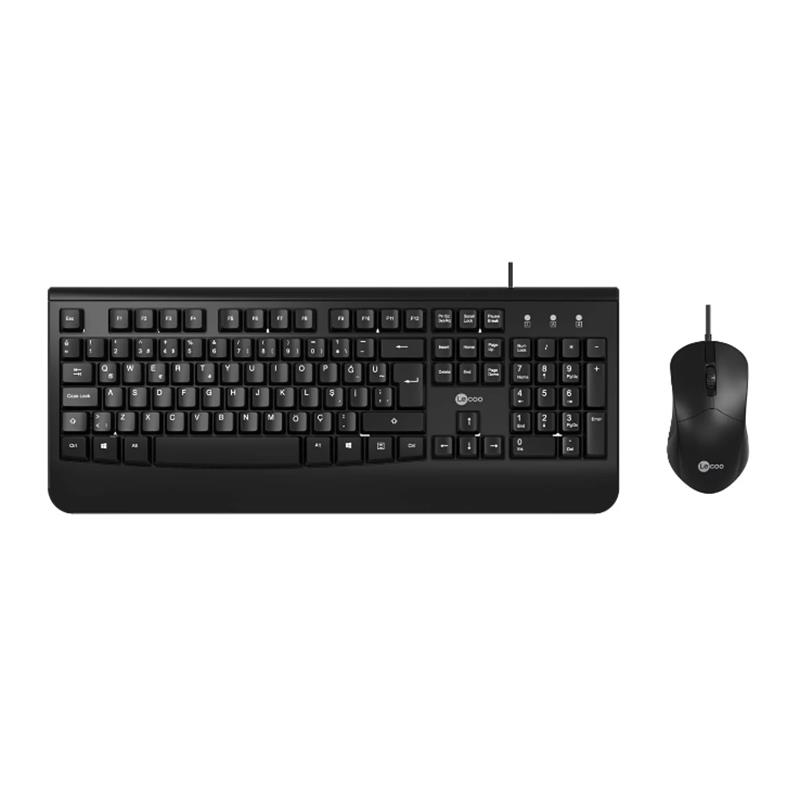 LECOO USB KABLOLU TÜRKÇE Q KLAVYE MOUSE SET SİYAH CM105-S 