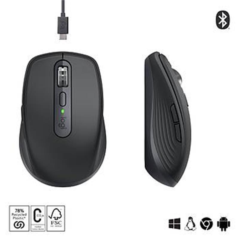 LOGITECH MX ANYWHERE 3S KOMPAKT OPTİK SENSÖRLÜ SESSİZ BLUETOOTH KABLOSUZ MOUSE SİYAH 910-006929 -14570