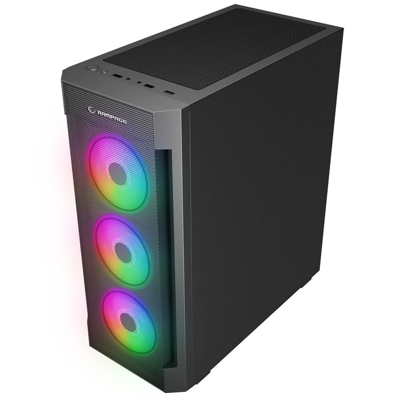 RAMPAGE VIGILANT MESH 650W 80+ BRONZE SİYAH TEMPERLİ CAMLI 4X120MM RGB FAN ATX MIDI TOWER GAMING KASA -6584