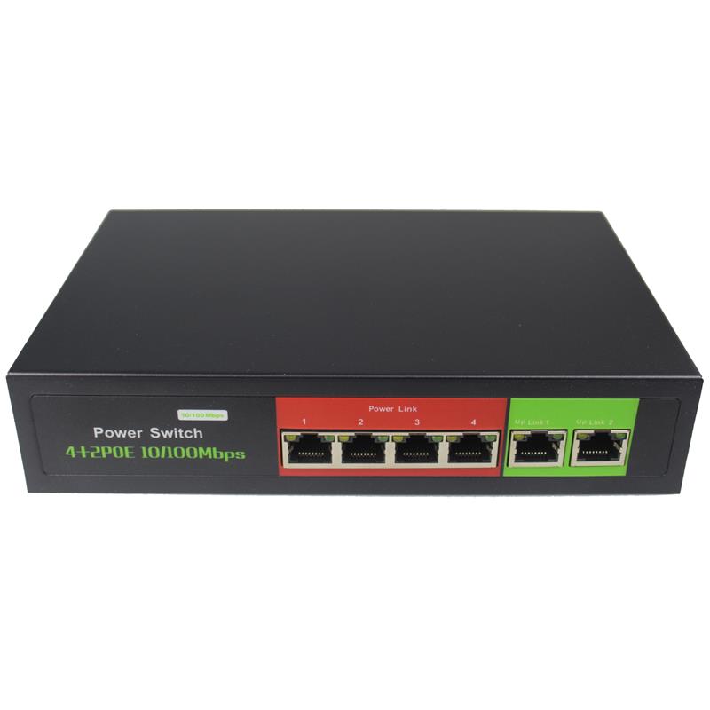 TIWOX TP-4002-POE48W 4 PORT 10/100 + 2 PORT 10/100 RJ45 UPLINK POE SWITCH(REALTEK CHIPSET) 
