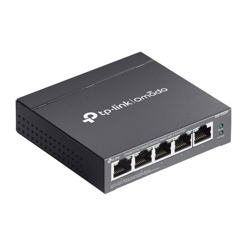 TP-LINK OMADA DS105GP 4 PORT GIGABIT + 1 PORT GIGABIT UPLINK 65W POE YÖNETİLEMEZ SWITCH -8216