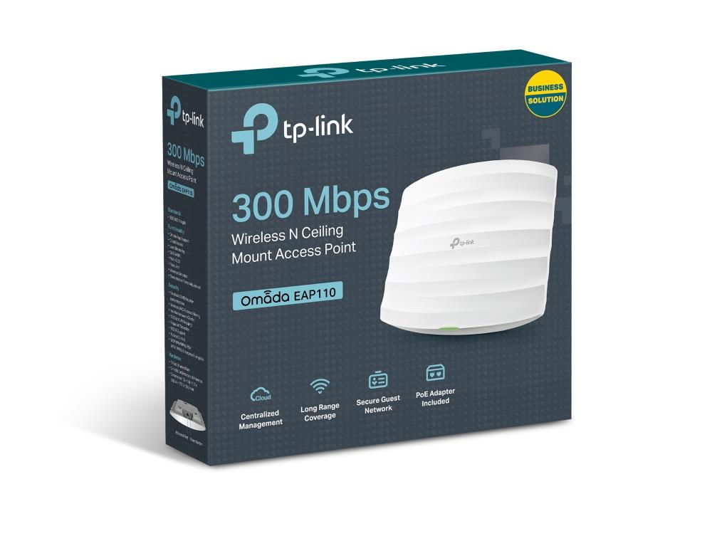 TP-LINK OMADA EAP110 1 PORT 10/100 2.4GHZ 300MBPS 2X4DBI ANTEN İÇ ORTAM TAVAN TİPİ ACCESS POINT(ADAPTÖRLÜ) 