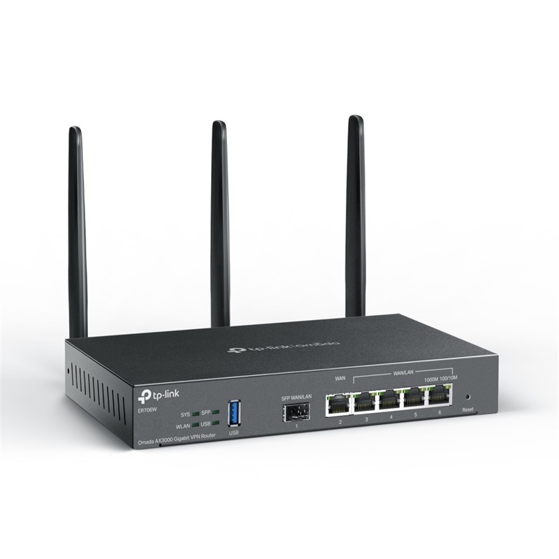 TP-LINK OMADA ER706W AX3000 WIFI 6 1XGIGABIT SFP WAN/LAN PORT 1XGIGABIT RJ45 WAN PORT 4XGIGABIT WAN/LAN RJ45 VPN ROUTER 
