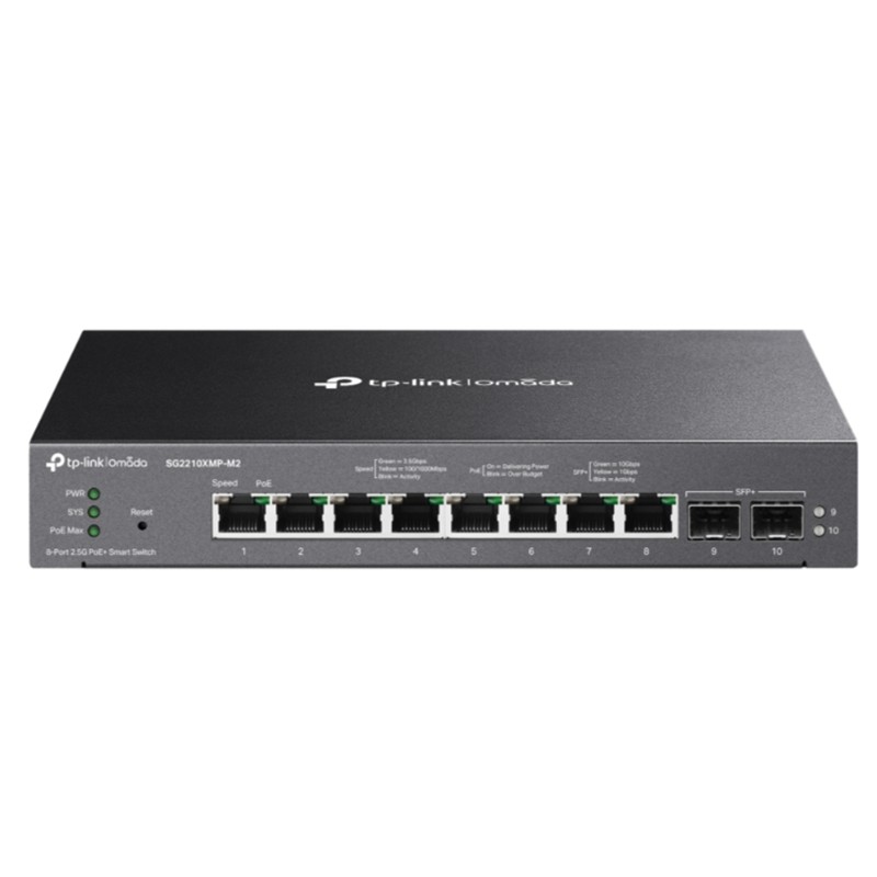 TP-LINK OMADA SG2210XMP-M2 8 PORT GIGABIT + 2X10G SFP YÖNETİLEBİLİR 160W POE SWITCH 