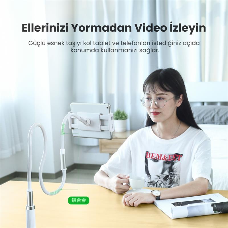 UGREEN FLEXIBLE ESNEK YATAK MASA TELEFON TUTUCU SİYAH 80906 -10821