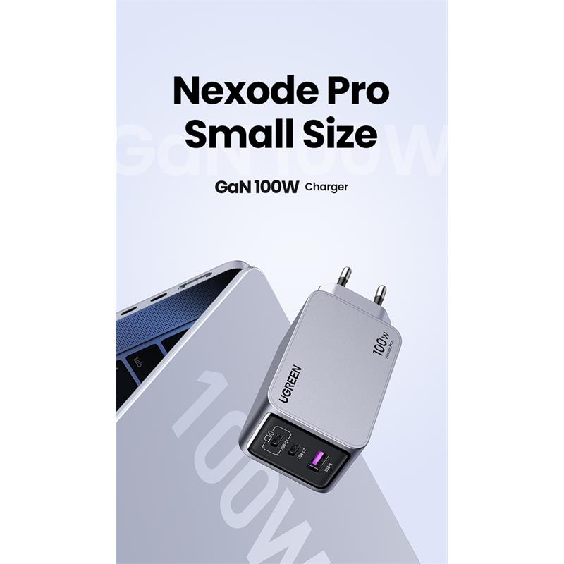 UGREEN NEXODE PRO 100W GAN HIZLI ŞARJ CİHAZI TYPE-C QC PD 2XUSB-C, 1XUSB-A UZAY GRİSİ 25874 -11437