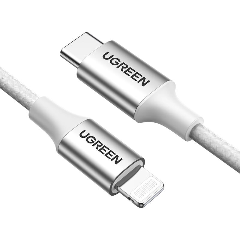 UGREEN TYPE-C TO LİGHTNİNG 3A PD MFİ SERTİFİKALI ÖRGÜLÜ HIZLI ŞARJ KABLOSU 2 METRE GÜMÜŞ 70525 -11404