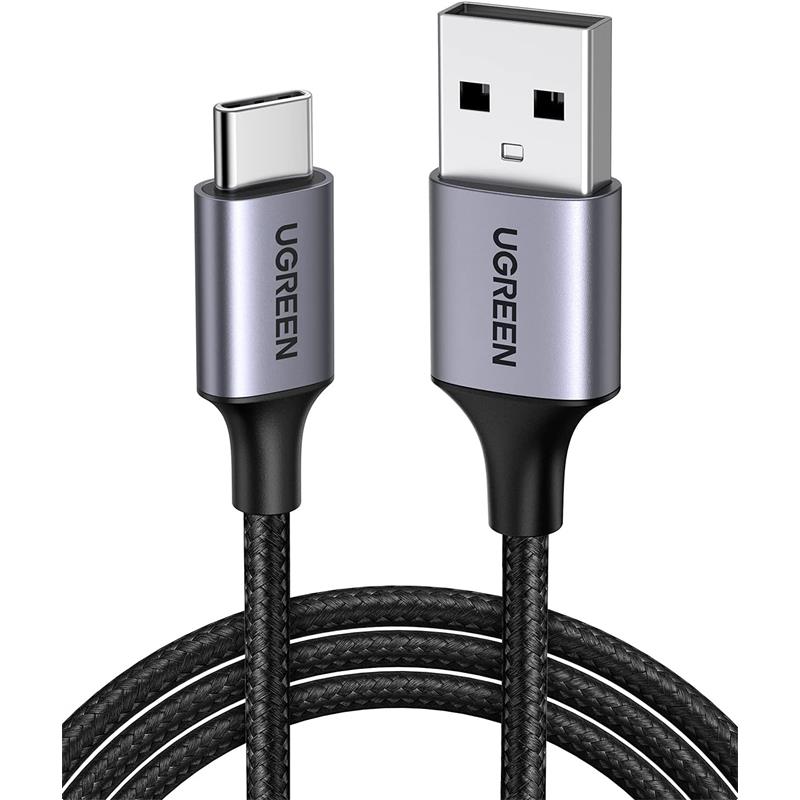 UGREEN USB-C TO USB-A 3A QC ÖRGÜLÜ HIZLI ŞARJ KABLOSU 1 MT SİYAH 60126 