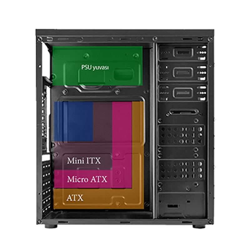 VENTO TA-K62 750W 1X80MM FAN USB 3.0 MIDI TOWER SİYAH KASA -14911